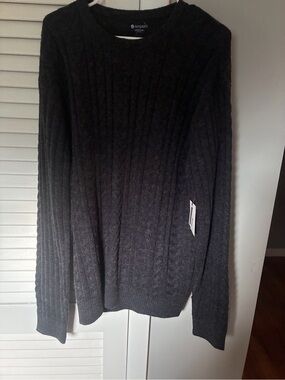 Sperry Men’s Wool Blend Charcoal Cable Knit Sweater